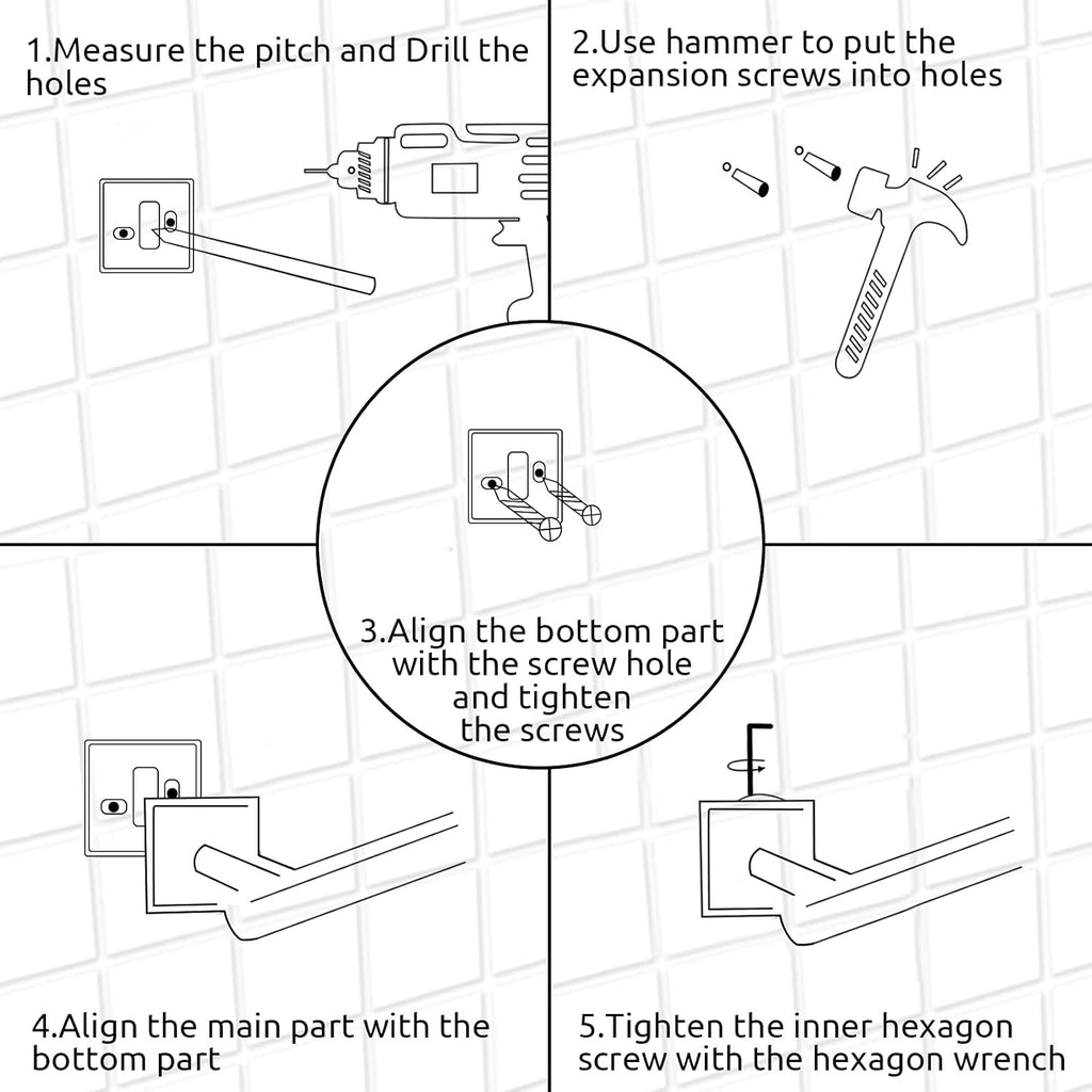 Bathroom Hardware Set, 10 Piece Black Stainless Steel Bathroom Towel Rack Set Wall Mount Towel Bar Set Include 22'' Hand Towel Bar, 17'' Towel Holder, Toilet Paper Holder, Towel Ring, 5 Hook