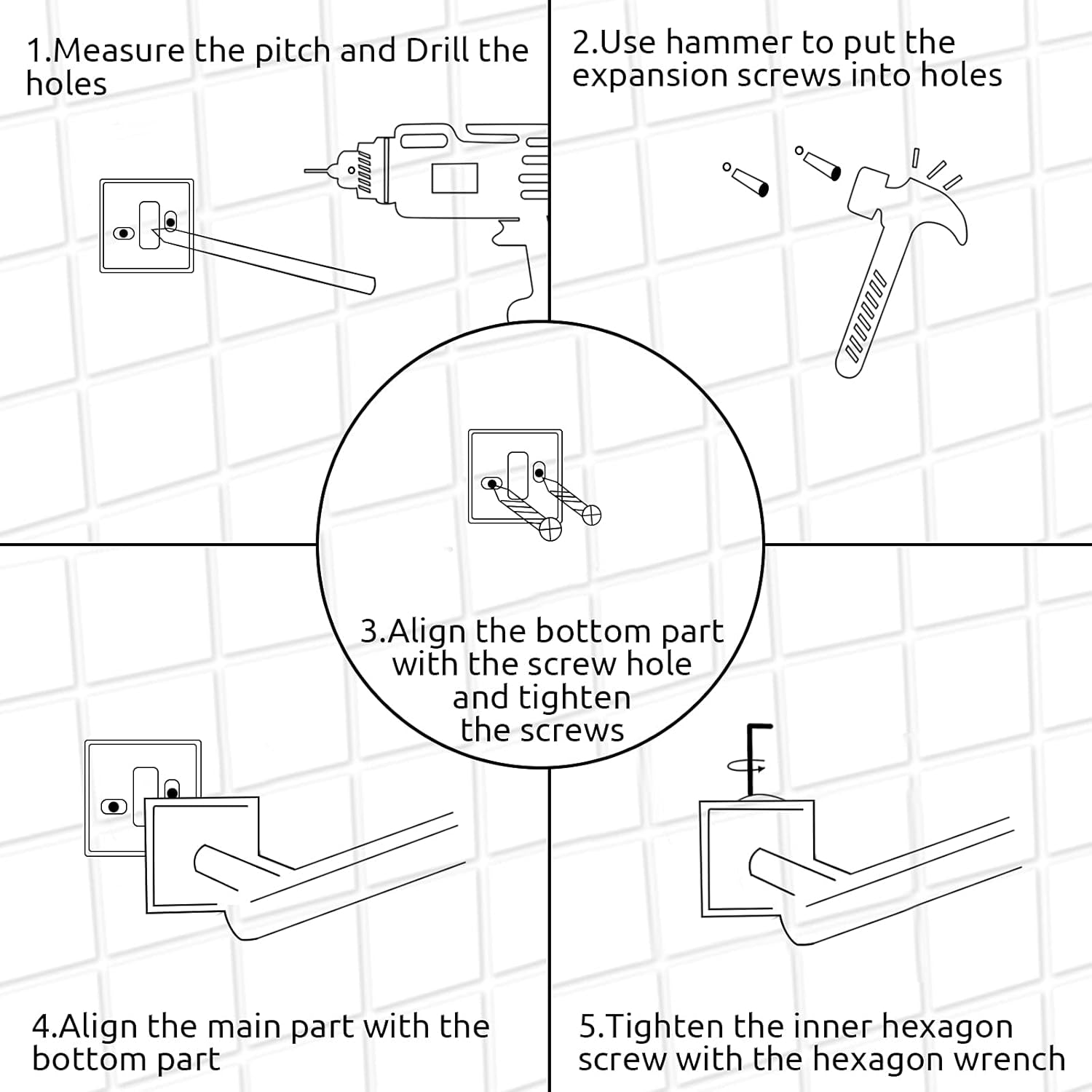 Bathroom Hardware Set, 10 Piece Black Stainless Steel Bathroom Towel Rack Set Wall Mount Towel Bar Set Include 22'' Hand Towel Bar, 17'' Towel Holder, Toilet Paper Holder, Towel Ring, 5 Hook